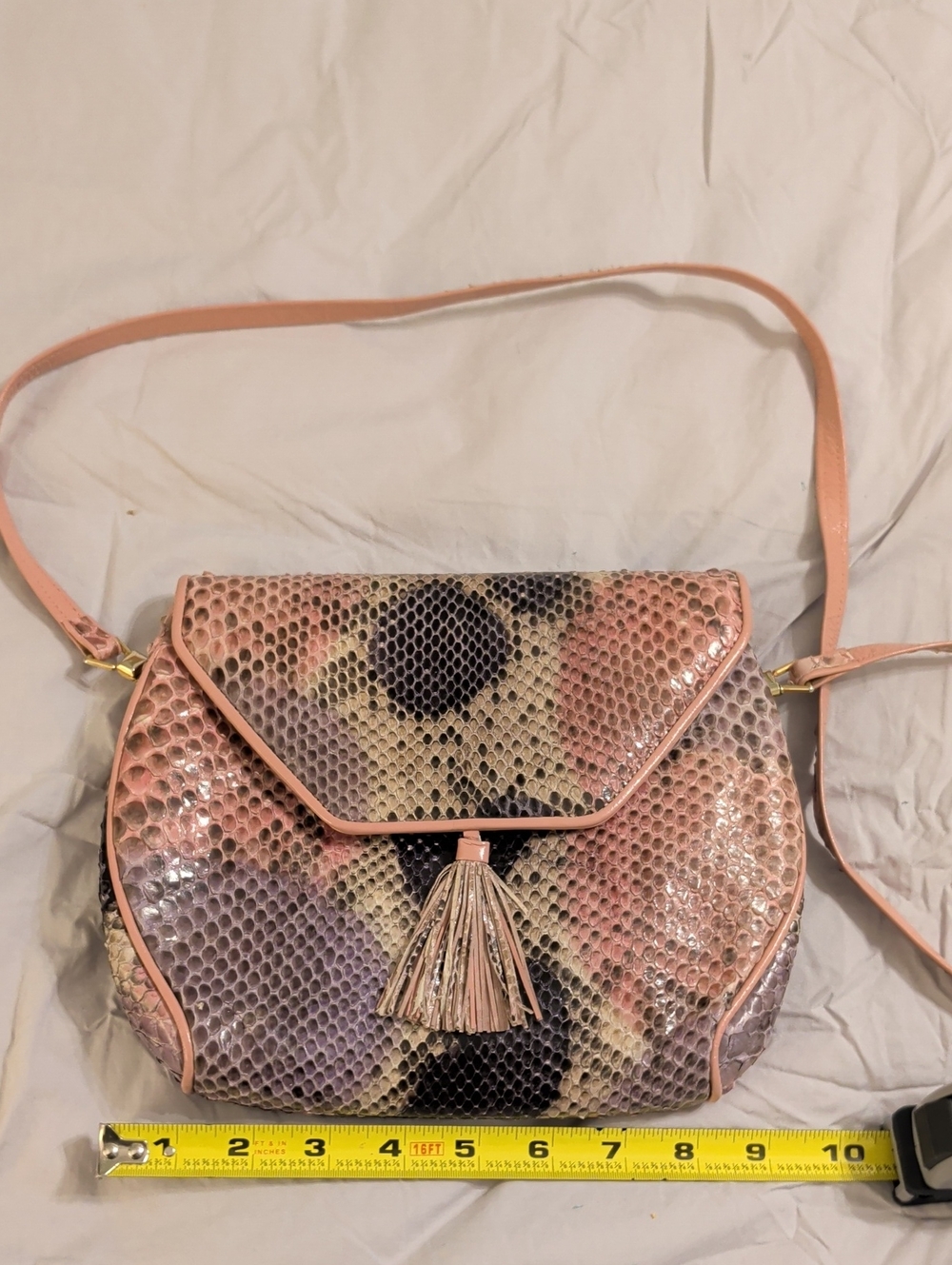 Vintage 70's, Genuine Snake Skin, Small, Pink, with Tassel.